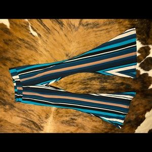 Tan/Blue Striped Bell Bottoms